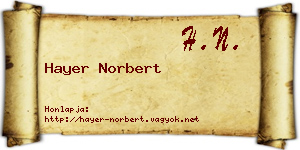 Hayer Norbert névjegykártya